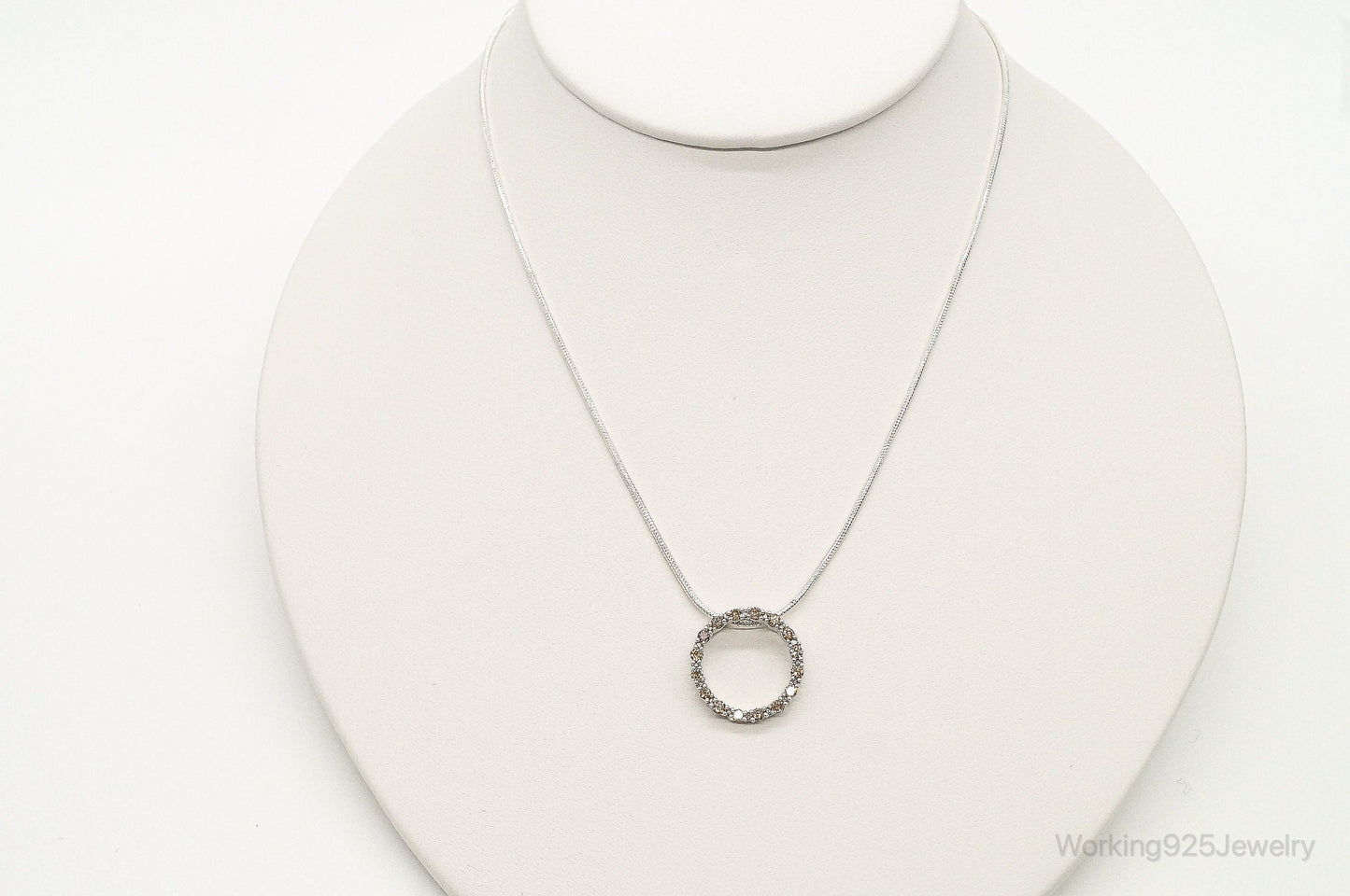 Designer JWBR White & Champagne Diamond Sterling Silver Necklace