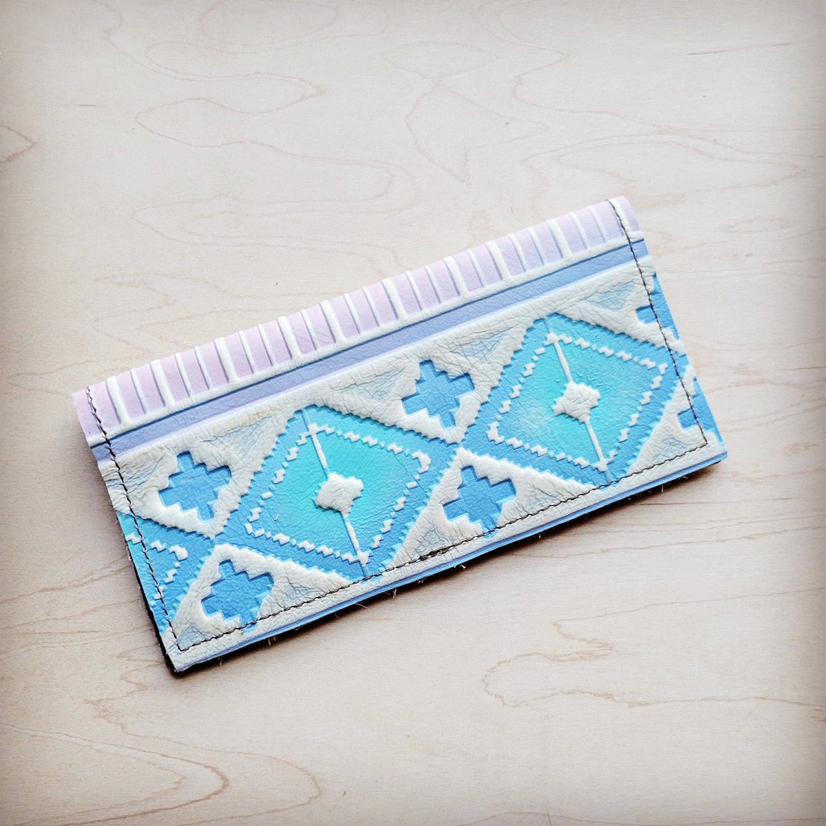 Embossed Leather Wallet-Pastel Navajo