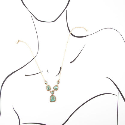 Earth and Sky Blue Turquoise Golden Necklace