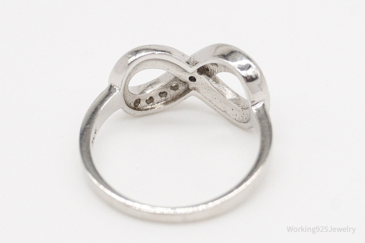 Vintage ESSE Cubic Zirconia Infinity Sterling Silver Ring - Size 5