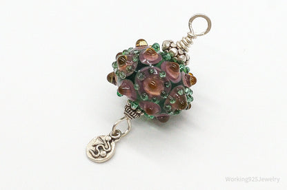 Vintage Large Glass Sterling Silver Pendant