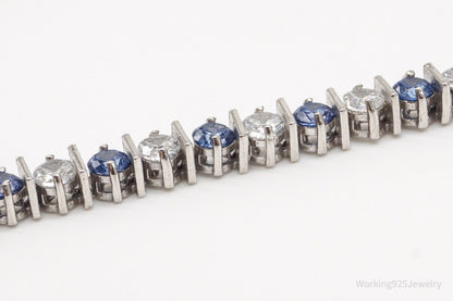 Vintage FAS Blue & White Cubic Zirconia Sterling Silver Bracelet