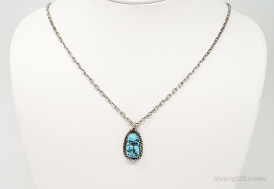 VTG Handmade Native American George Lee Turquoise Sterling Silver Necklace