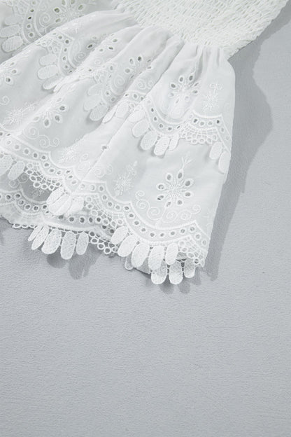 Danielle Smocked Lace Peplum Top