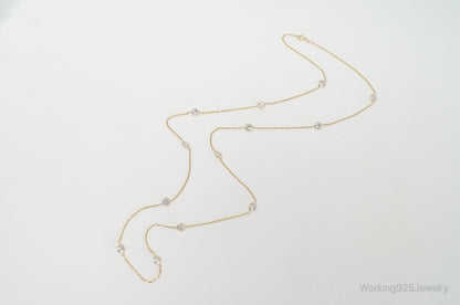 Vintage Gold Vermeil Cubic Zirconia Sterling Silver Necklace