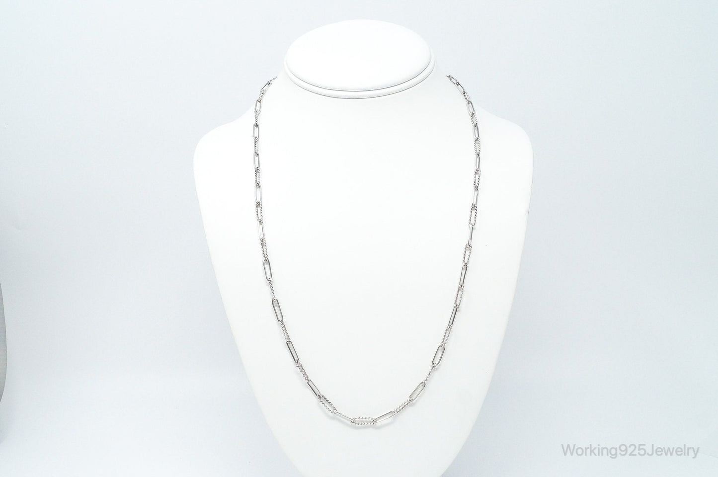 Vintage Modernist Link Sterling Silver Chain Necklace