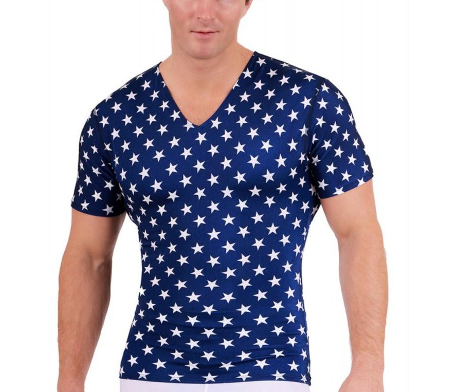 Insta Slim Big and Tall Stars Activewear Short Sleeve V-neck 4VAT001BT
