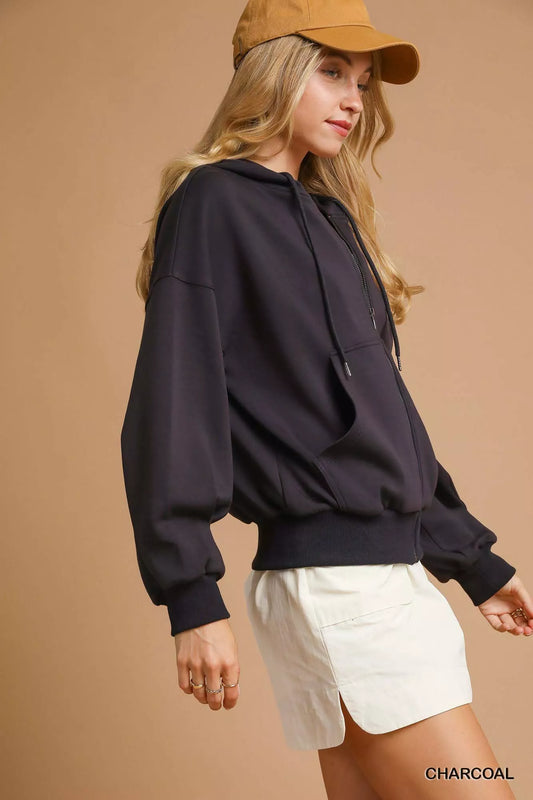 Umgee Zip-Up Fleece Hooded Jacket