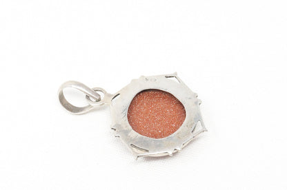 Vintage Handmade Goldstone Sterling Silver Southwestern Necklace Pendant
