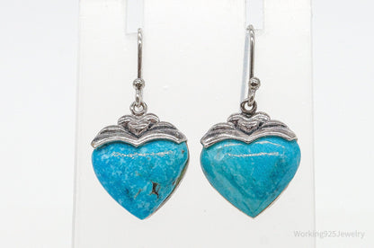 Designer SX Turquoise Hearts Sterling Silver Earrings