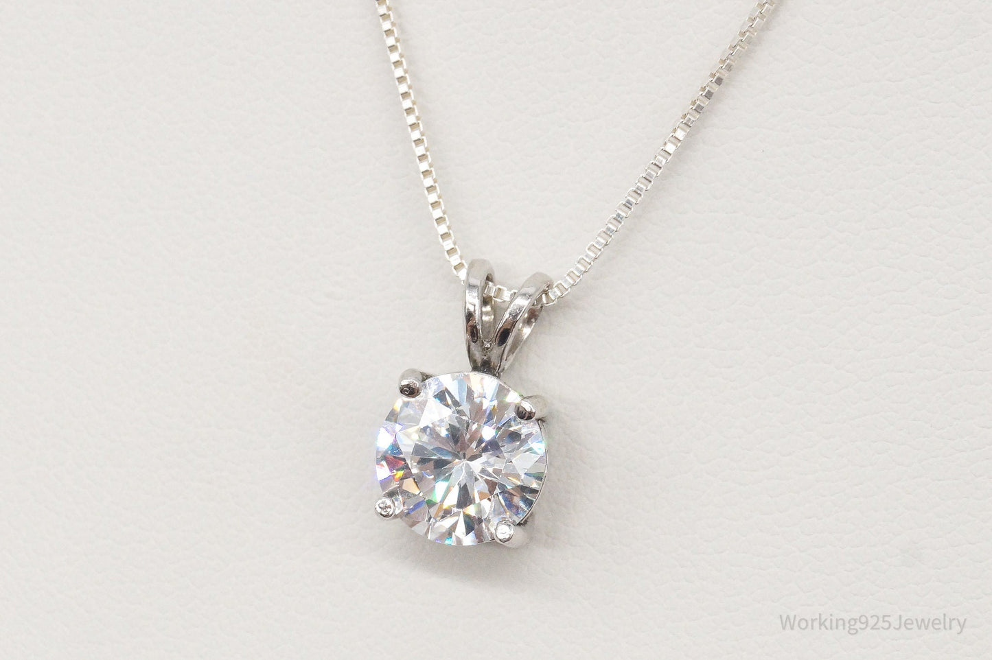 Vintage FAS Large Cubic Zirconia Sterling Silver Necklace