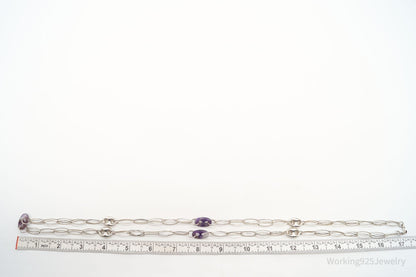 Vintage Amethyst Sterling Silver Chain Necklace 34"