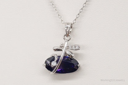 Cubic Zirconia Lab Amethyst Sterling Silver Necklace