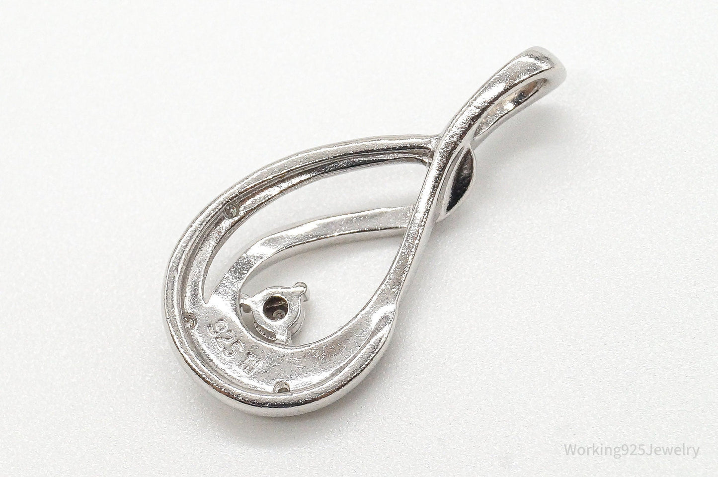 Vintage Designer 4 Diamond Sterling Silver Pendant