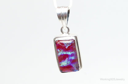 Vintage Dichroic Glass Sterling Silver Necklace Pendant