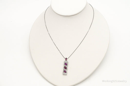 Rhodolite Garnet Cubic Zirconia Sterling Silver Necklace