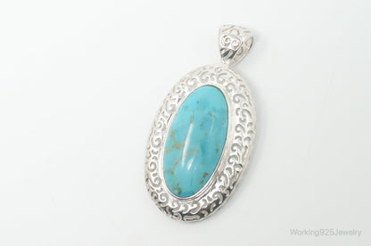 Vintage Desert Rose Trading Co Turquoise Sterling Silver Necklace Pendant