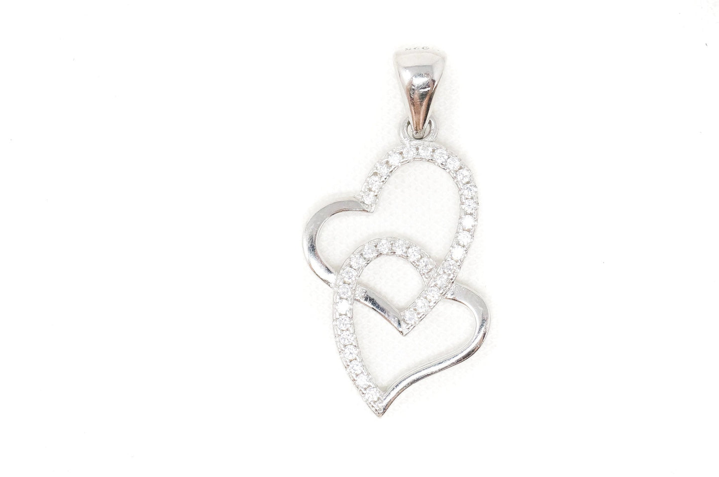 Vintage Open Hearts Forever Link Collection CZ Sterling Silver Necklace Pendant