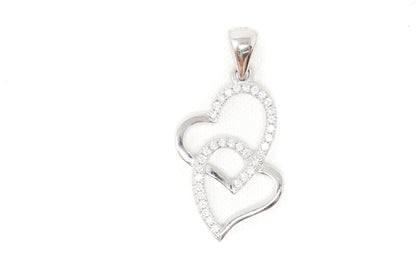 Vintage Open Hearts Forever Link Collection CZ Sterling Silver Necklace Pendant