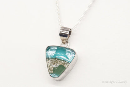Vintage Dichroic Glass Sterling Silver Necklace