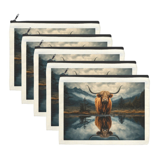 Baha Ranch Reflection Highland Cow Cosmetic Bag Made in America