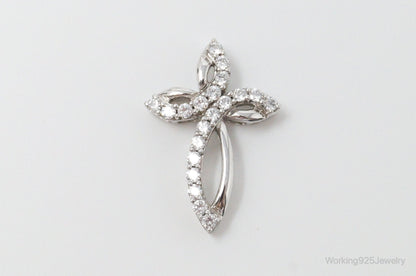Vintage Cubic Zirconia Cross Sterling Silver Necklace Pendant