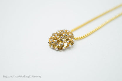 Vintage Art Deco Citrine Accented Gold Vermeil Sterling Silver Necklace