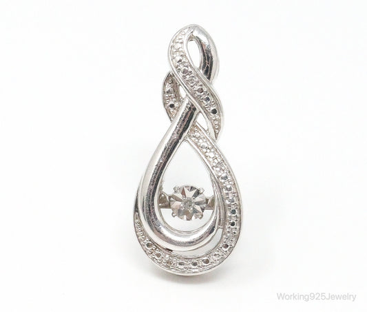 Vintage Diamond Sterling Silver Necklace Pendant