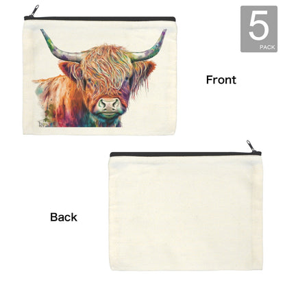 Watercolor Highland Cosmetic Bag Pack of 5 Made in America