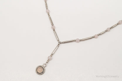 Vintage Western QT Inc Rose Quartz Sterling Silver Beaded Necklace 16"