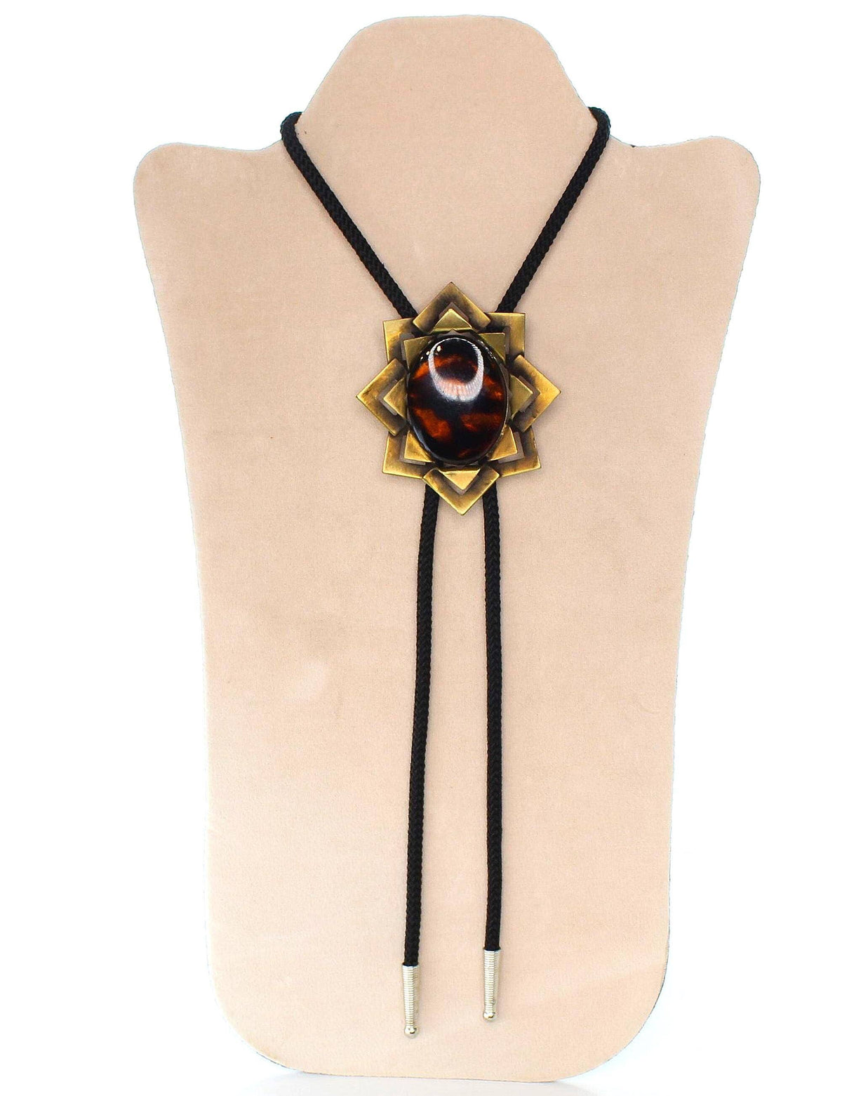 Geometric Amber Stone Bolo Tie