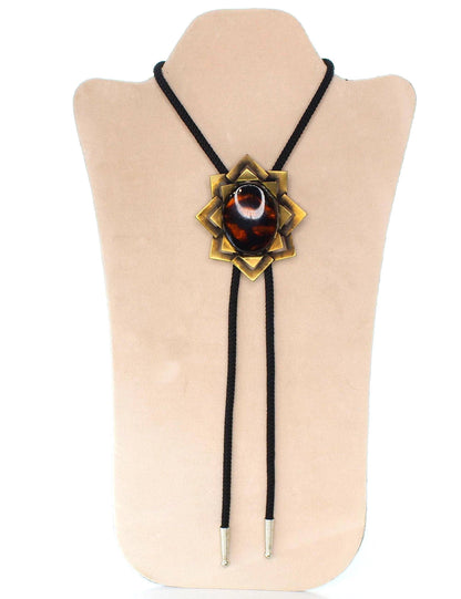 Geometric Amber Stone Bolo Tie
