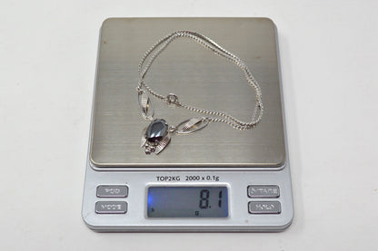 Vintage Designer Van Dell Hematite Sterling Silver Necklace - 16 Inch