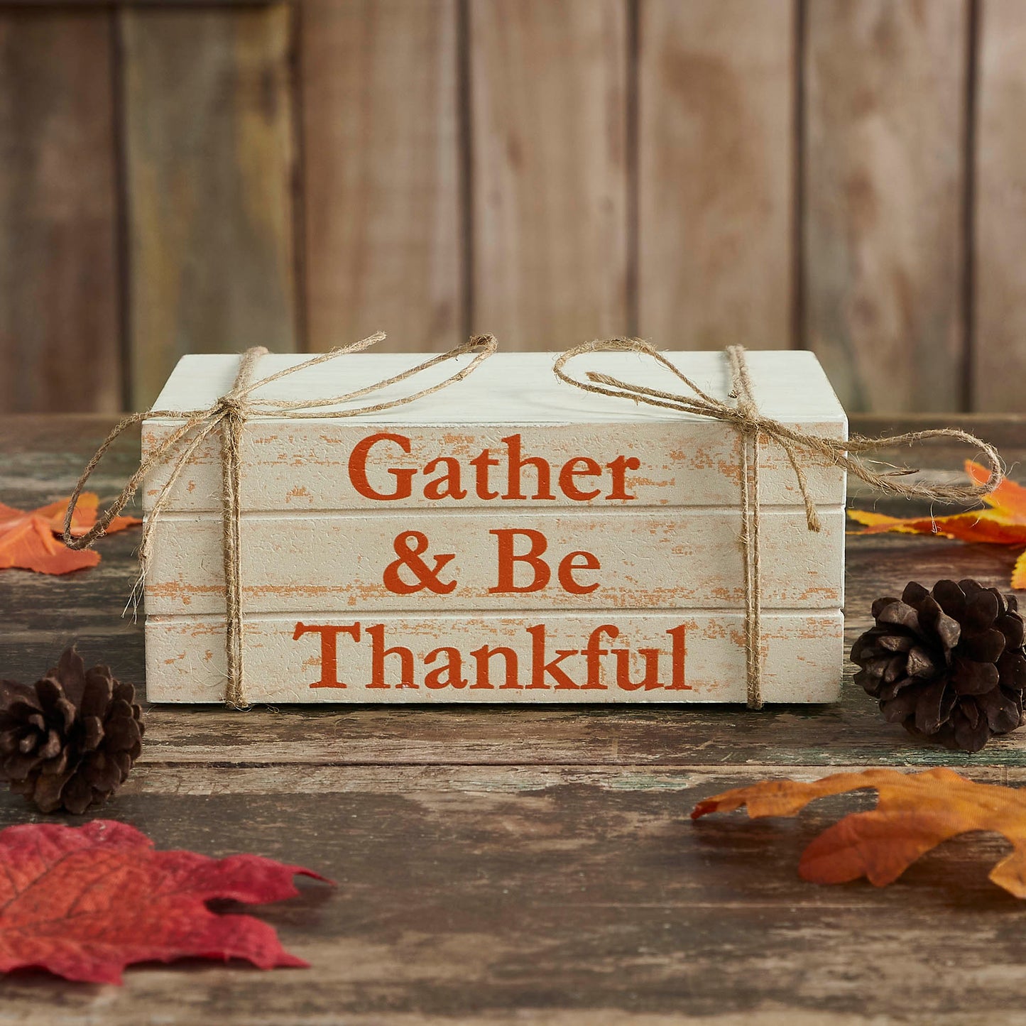 VHC Gather & Be Thankful Faux Book Stack | Rustic Fall Farmhouse Decor