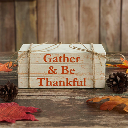 VHC Gather & Be Thankful Faux Book Stack | Rustic Fall Farmhouse Decor