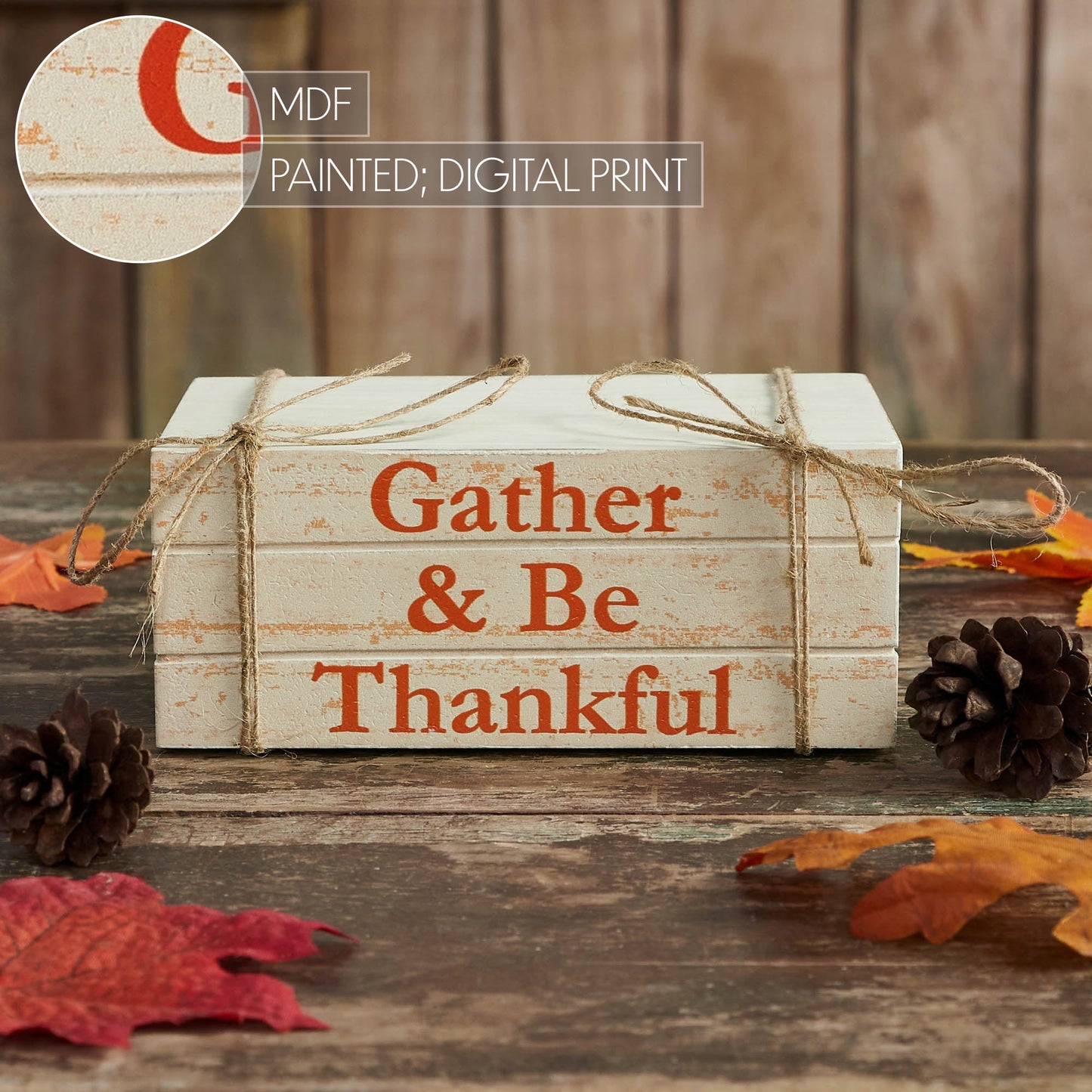 VHC Gather & Be Thankful Faux Book Stack | Rustic Fall Farmhouse Decor