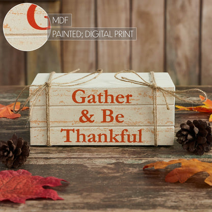 VHC Gather & Be Thankful Faux Book Stack | Rustic Fall Farmhouse Decor