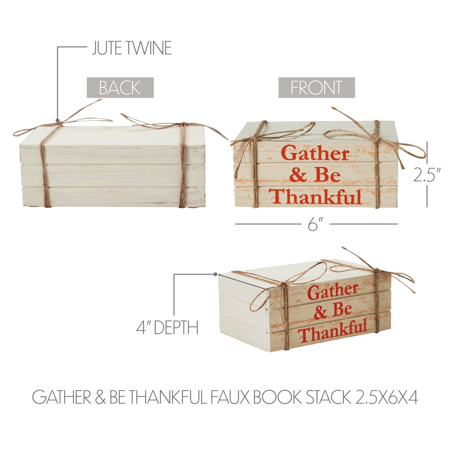 VHC Gather & Be Thankful Faux Book Stack | Rustic Fall Farmhouse Decor
