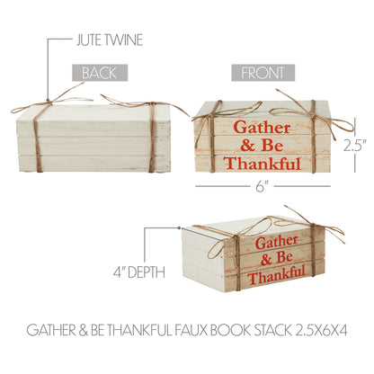 VHC Gather & Be Thankful Faux Book Stack | Rustic Fall Farmhouse Decor