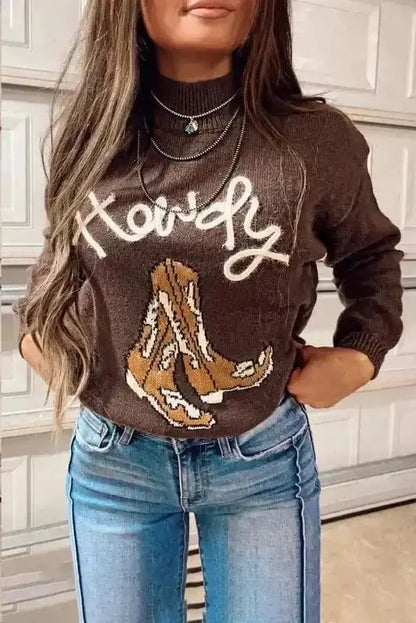 Western Howdy Boot Graphic Sweater