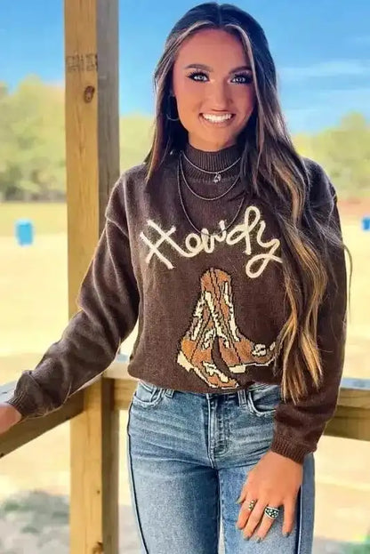 Western Howdy Boot Graphic Sweater