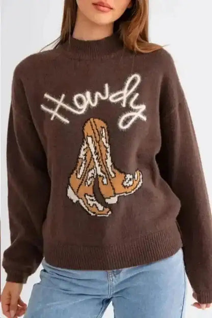 Western Howdy Boot Graphic Sweater