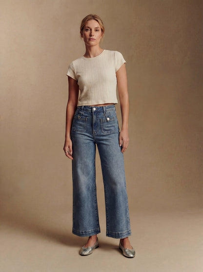 Aurelia Tummy Control High Rise Crop Palazzo Jeans