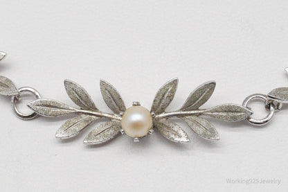 Vintage 1940s Designer Van Dell Pearl Sterling Silver Necklace