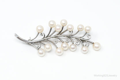 Antique K.T. Pearl Branch Sterling Silver Brooch Pin