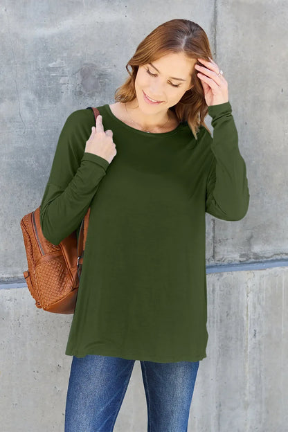 Basic Bae Full Size Relaxed Long Sleeve Tee