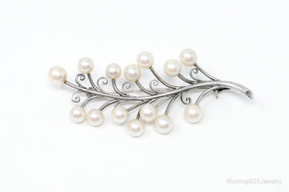 Antique K.T. Pearl Branch Sterling Silver Brooch Pin