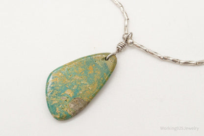 Vintage Handmade Native American Turquoise Silver Bead Necklace