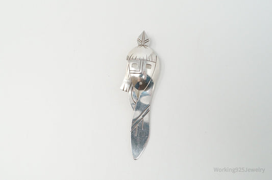 Vintage Native American RMJ Handmade Sterling Silver Brooch Pendant