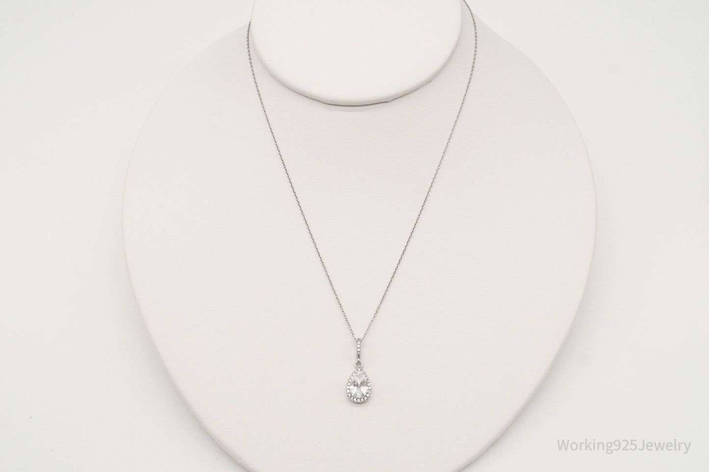 Vintage Designer HDS Large Cubic Zirconia Sterling Silver Necklace